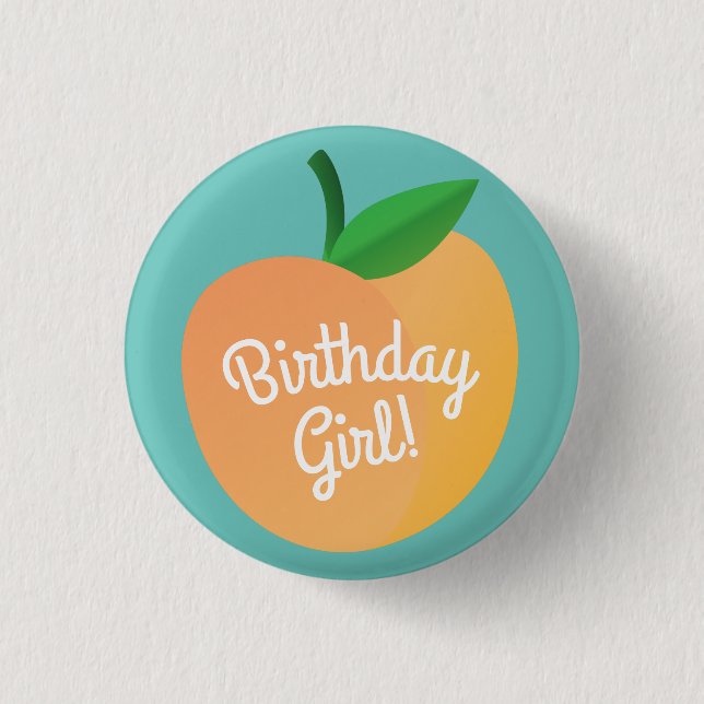 Sweet Peach Cute Fruit 1st Birthday Party Theme 3 Cm Round Badge (Front)