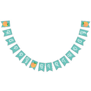 Sweet Peach Cute Fruit 1st Birthday Party Theme Bunting