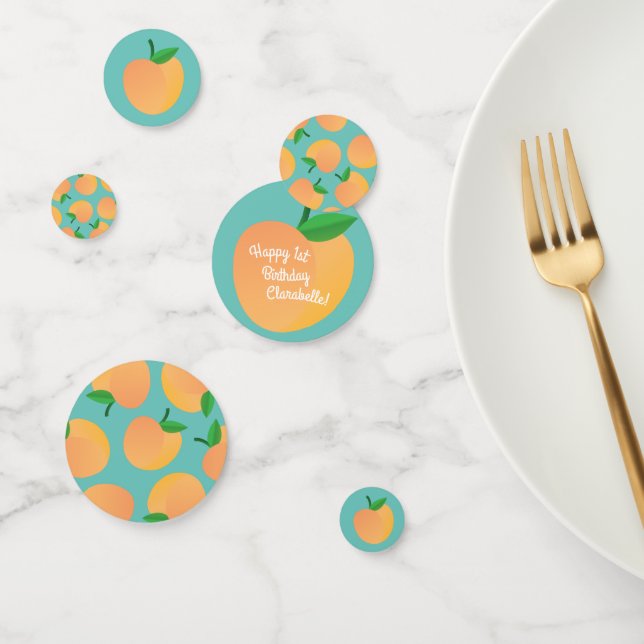 Sweet Peach Cute Fruit 1st Birthday Party Theme Confetti (Group)
