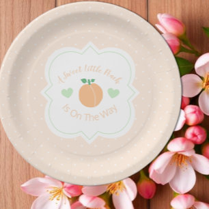 Sweet Peach Elegant Baby Shower Paper Plate