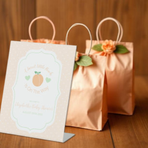 Sweet Peach Elegant Baby Shower Pedestal Sign