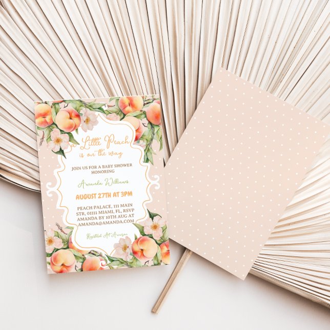 Sweet Peach Floral Pink Summer Baby Girl Shower Invitation (Creator Uploaded)