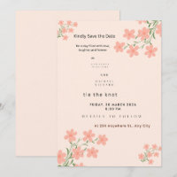 Sweet Peach Floral Save the Date – Minimalist Cora