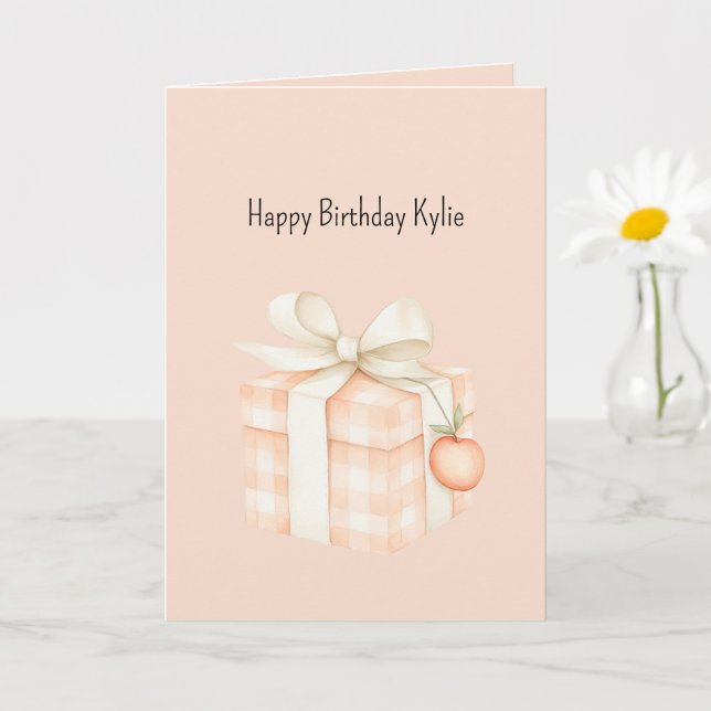 Sweet Peach Gift Birthday   Card (Small Plant)