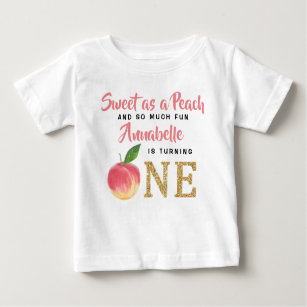 Sweet Peach Girls 1st Birthday Baby T-Shirt