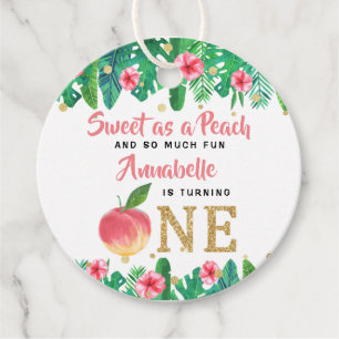 Sweet Peach Girls 1st Birthday Favour Tags