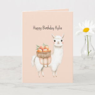 Sweet Peach Llama Birthday Card