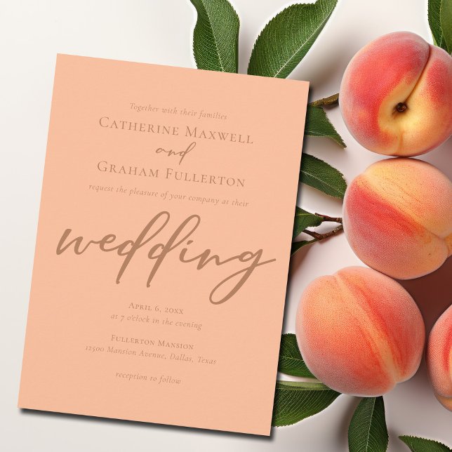 Sweet Peach Minimalist Typography Summer Wedding Invitation (Creator Uploaded)
