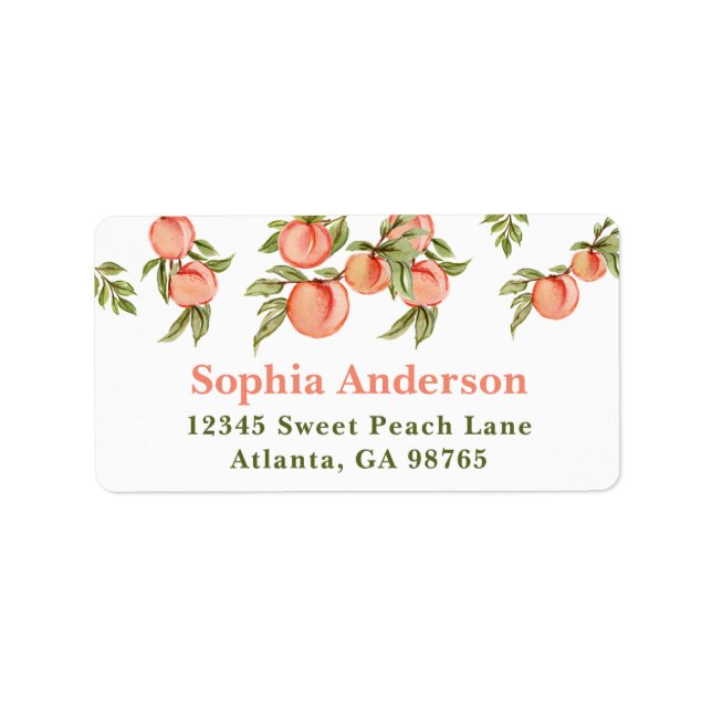 Sweet Peach Return Address Label Stickers (Front)