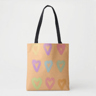 Sweet Peach Soft Pretty Pastel Soft Heart Tote Bag
