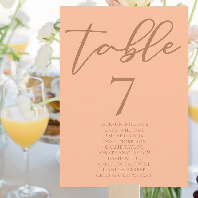 Sweet Peach Summer Wedding Table Number with Names (Creator Uploaded)