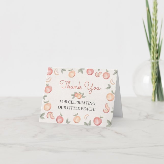 Sweet Peach thank you card for birthday or baby (Front)