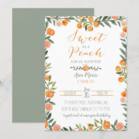 Sweet Peach Theme First Birthday Invitation