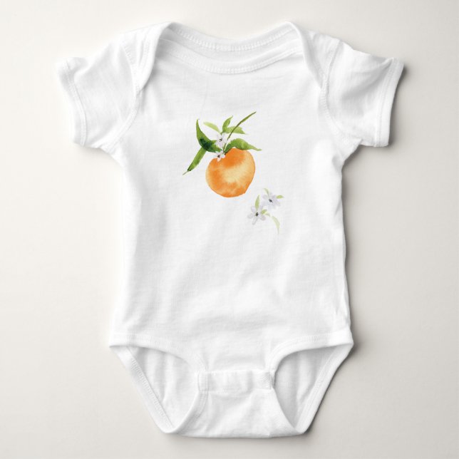Sweet peach watercolor fruit baby bodysuit (Front)