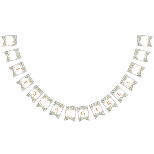 Sweet peachy floral bunting flag