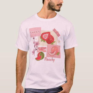 Sweet & Peachy Fruit Scrapbook – Retro Aesthetic   T-Shirt