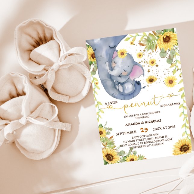 Sweet Peanut Sunflower Gender Neutral Baby Shower Invitation (Creator Uploaded)