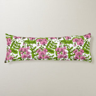 Sweet peas and bumblebees 4 body cushion