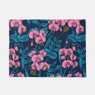 Sweet peas and bumblebees doormat