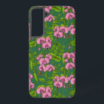 Sweet peas and bumblebees, green and pink samsung galaxy case<br><div class="desc">HAnd painted pattern with sweet peas and bumblebees.</div>