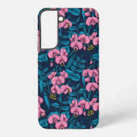 Sweet peas and bumblebees, pink and blue