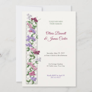Sweet Peas Climbing a Garden Trellis Wedding Invitation