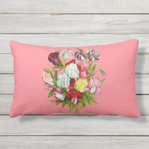 Sweet Peas Full Colour Outdoor  Lumbar Pillow