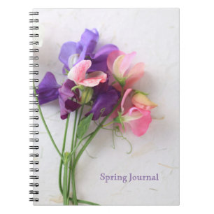 Sweet peas on textured paper spiral notebook