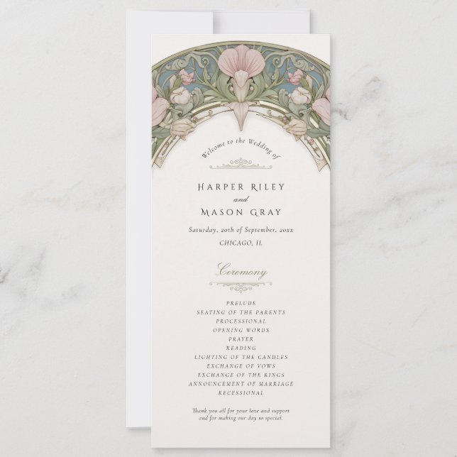 Sweet Peas Wedding Ceremony Program Invitation (Front)