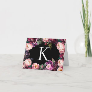 Sweet Peonies Initial Blank Folded Greeting Card