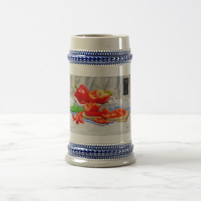 Sweet pepper still life beer stein (Center)