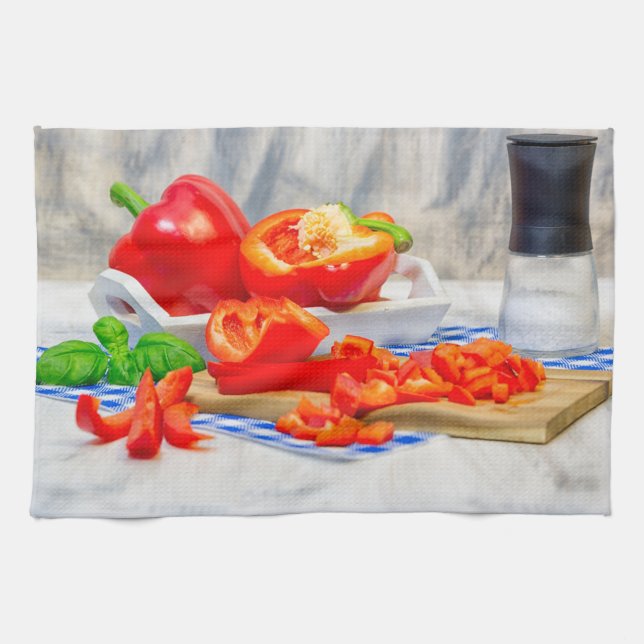 Sweet pepper still life tea towel (Horizontal)