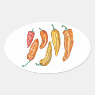 Sweet Peppers Oval Sticker
