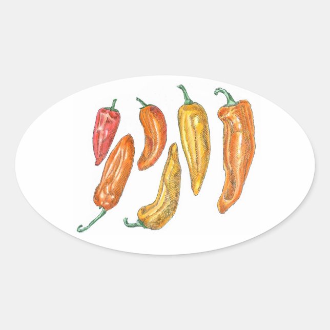 Sweet Peppers Oval Sticker (Front)