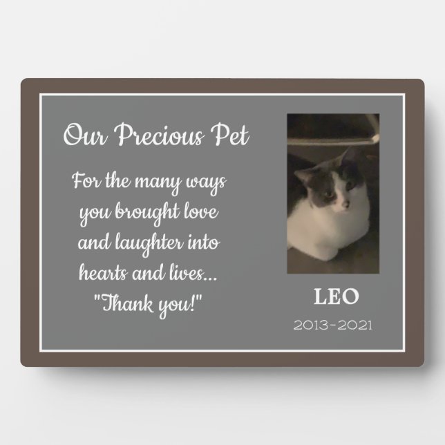 Sweet Pet Memorial custom tabletop plaque (Front)