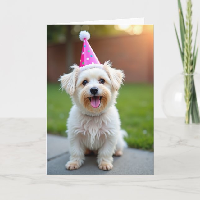 Sweet Pet Party Hat Card (Front)