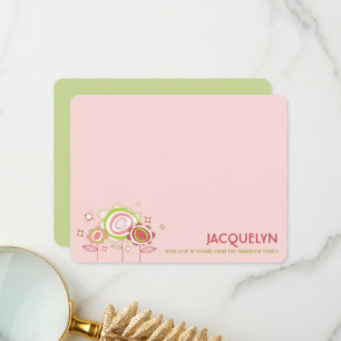 Sweet Petite Pink Blossom Floral Girl Baby Shower Thank You Card