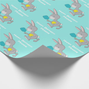 Sweet pickleball bunnies with custom name wrapping paper