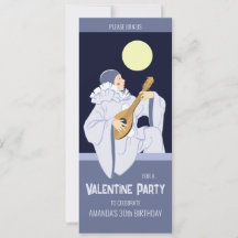 Sweet Pierrot clown playing lute CC0165 Birthday