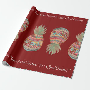 Sweet Pineapple Christmas Wrapping Red Paper