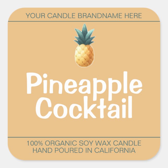 Sweet Pineapple Cute Symbol Soy Candles Labels  (Front)