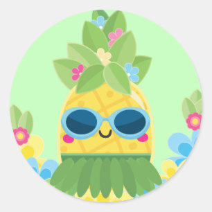 Sweet Pineapple Girls Ms Onederful First Birthday  Classic Round Sticker