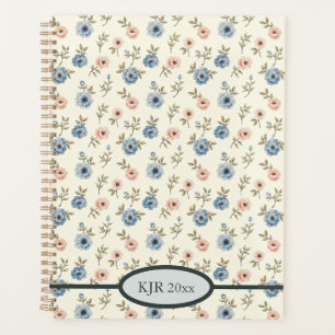 Sweet Pink and Blue Floral Planner