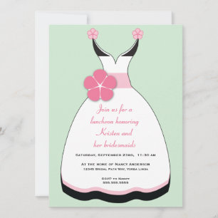 Sweet Pink and Green Wedding Dress Invitation