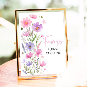 Sweet Pink Baby in Bloom Wildflower Favours Sign