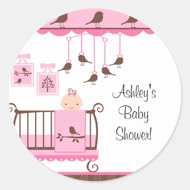 Sweet Pink Baby Room You're Invited Sticker (Front)