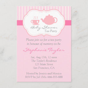 Sweet Pink Baby Shower, Tea Party for Mum to Be Invitation