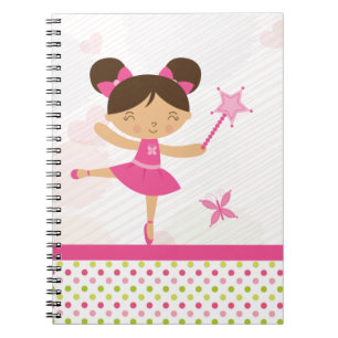 Sweet pink ballerina fairy girl's notebook