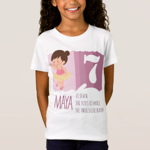 Sweet Pink Ballet 7th Birthday Girl Design Rhyme T-Shirt