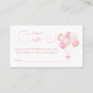 Sweet Pink Balloons Baby Shower Diaper Raffle Enclosure Card